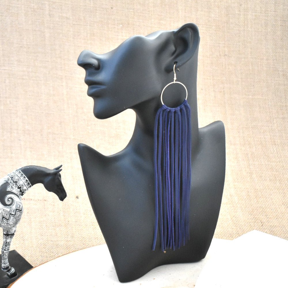 Purple Leather Fringe Earrings - Soul Divine