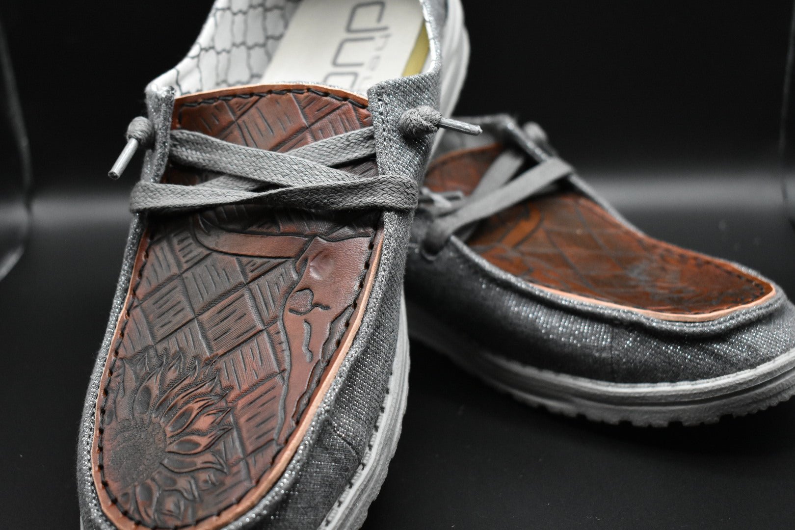 Slip on Shoes with Longhorn Tooled Tops - Prairie Buffalo