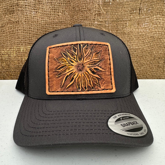 Sunflower Tooled Leather Hat