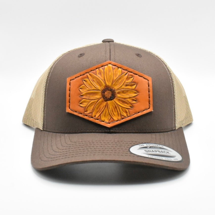 Sunflower Tooled Leather Hat - Prairie Buffalo