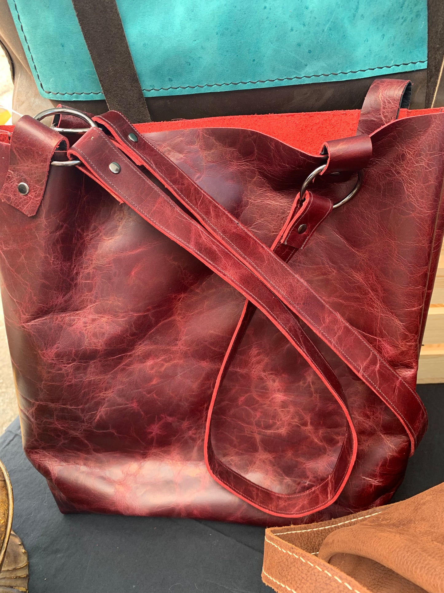 Leather Tote bag - Red