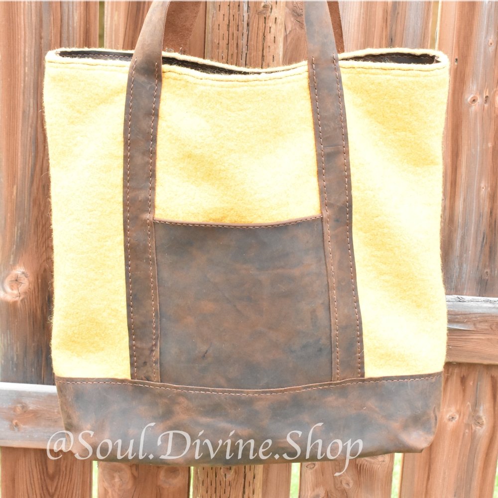 Leather Tote Bag - Wool and Leather - Soul Divine